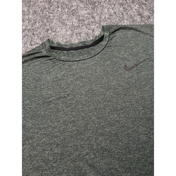 NIKE Dri-Fit Shirt Men Large Short‎ Sleeve Green Heather - Picture 1 of 8